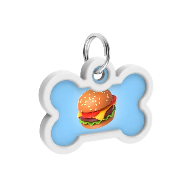 Адресник для собак і котів металевий, кістка «Гамбургер», M WAUDOG Smart ID Tag Hamburger