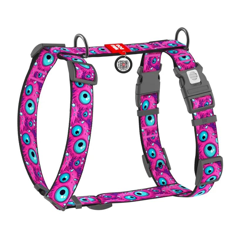 Шлея для собак анатомічна H-подібна «Око монстра», XL WAUDOG Nylon Anatomic Harness Monster Eye