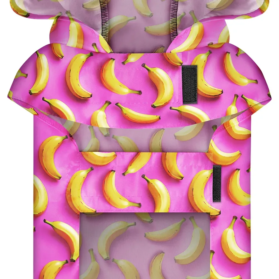 Дождевик-накидка с капюшоном для собак «Бананы на розовом», XS WAUDOG Clothes Dog Raincoat Bananas on Pink