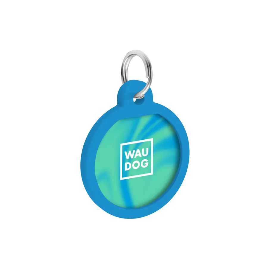 Адресник для собак и котов металлический, круг «Градиент голубой», S WAUDOG Smart ID Tag Blue Gradient