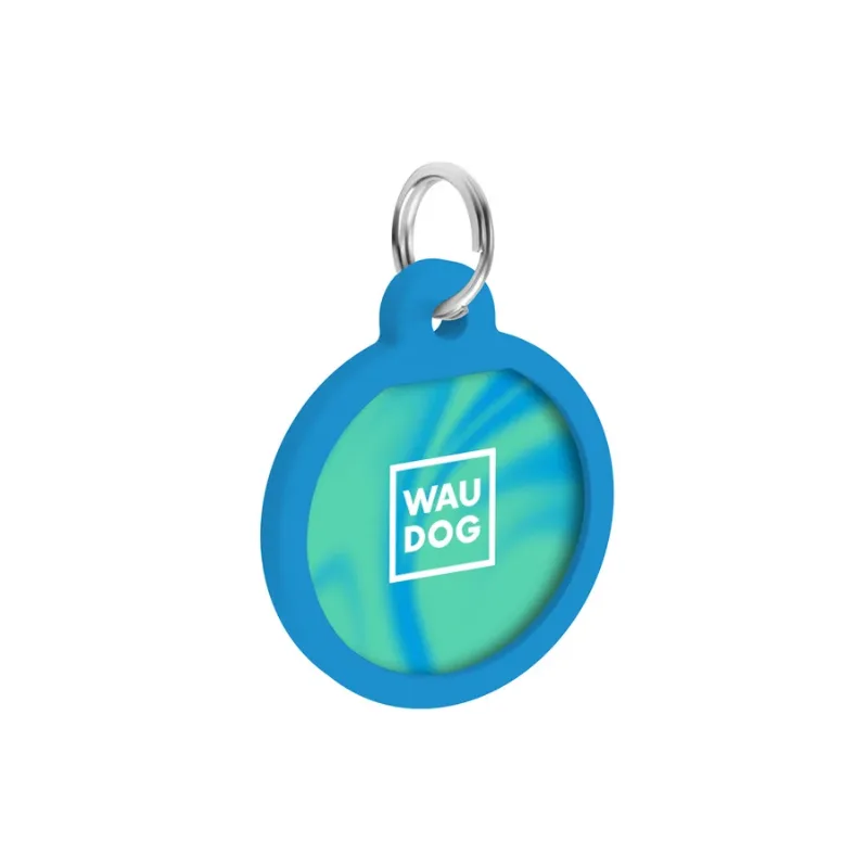 Адресник для собак и котов металлический, круг «Градиент голубой», S WAUDOG Smart ID Tag Blue Gradient