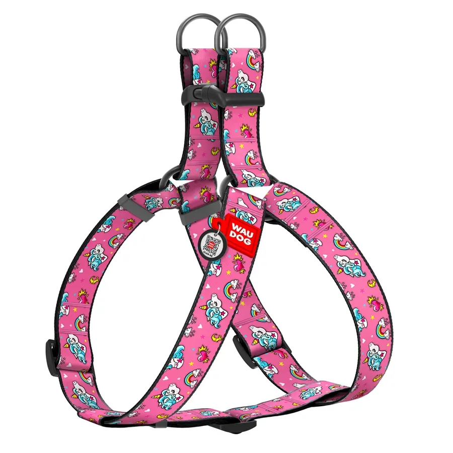 Шлея для собак «Єдинороги», XL WAUDOG Nylon Harness Unicorns