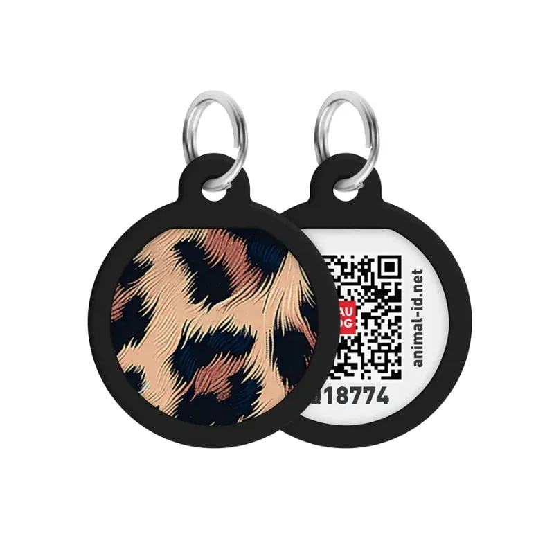 Адресник для собак і котів металевий, коло «Леопард», S WAUDOG Smart ID Tag Leopard