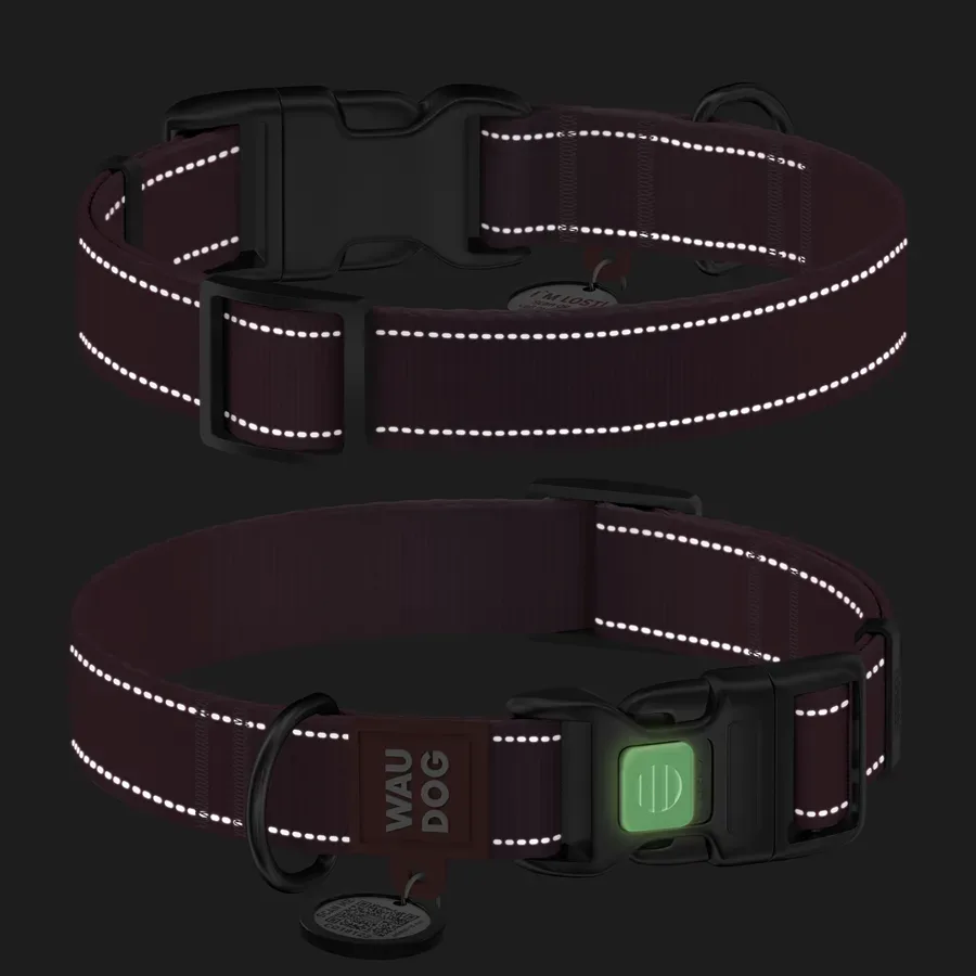 Ошейник для собак нейлоновый, светоотражающий, M, розовый WAUDOG Nylon Mono Collar