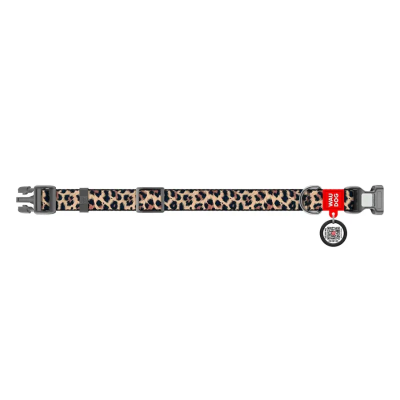 Ошейник для собак нейлоновый «Леопард», XL WAUDOG Nylon Collar Leopard
