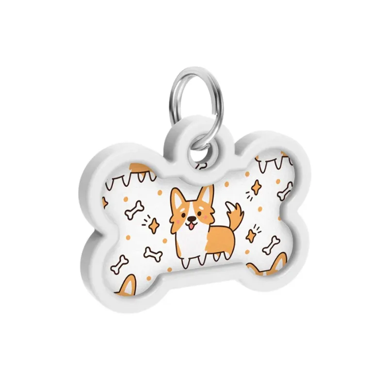 Адресник для собак і котів металевий, кістка «Коргі», M WAUDOG Smart ID Tag Corgi