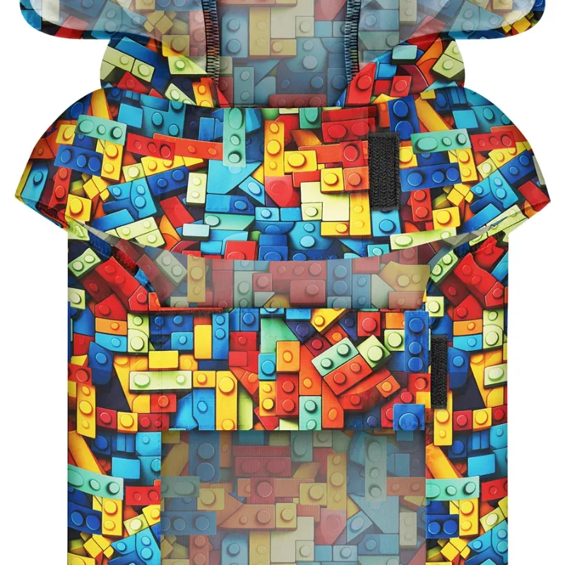 Дождевик-накидка с капюшоном для собак «Блоки», L WAUDOG Clothes Dog Raincoat Blocks