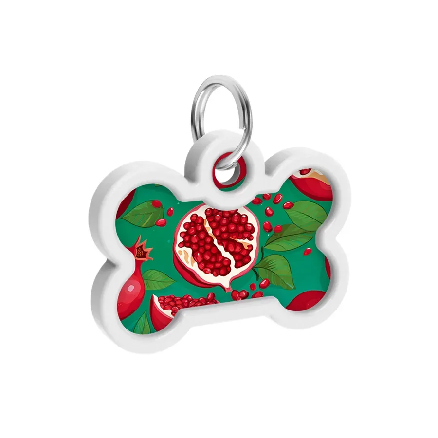 Адресник для собак і котів металевий, кістка «Гранати», M WAUDOG Smart ID Tag Pomegranates