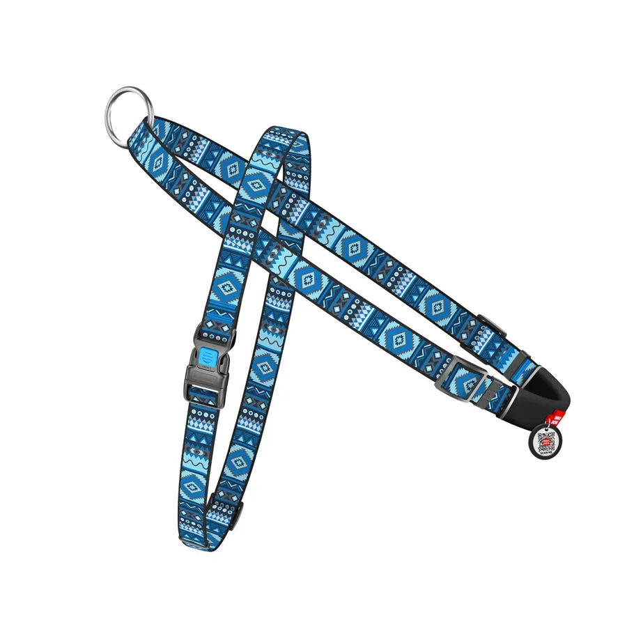 Шлея для собак швидкознімна «Етно синій», L WAUDOG Nylon Harness Blue Ethno