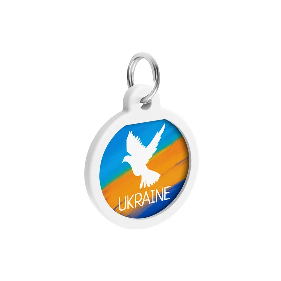 Адресник для собак и котов металлический, круг «Флаг», S WAUDOG Smart ID Tag Flag