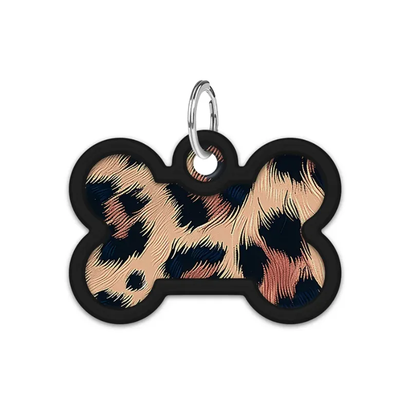 Адресник для собак і котів металевий, кістка «Леопард», M WAUDOG Smart ID Tag Leopard