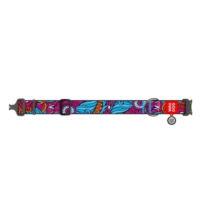 Ошейник для собак нейлоновый «Лето», металлическая пряжка, XXL WAUDOG Nylon Collar Summer
