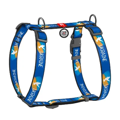 Шлея для собак анатомічна H-подібна, матеріал нейлон «Прапор», L WAUDOG Nylon Anatomic Harness Flag