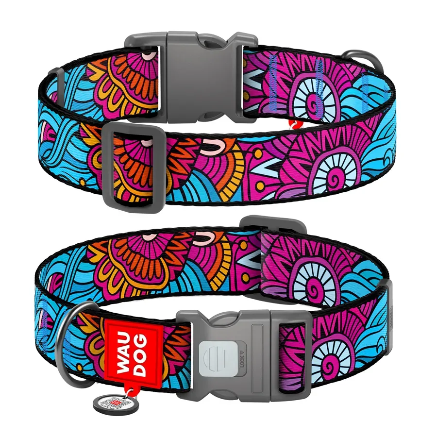 Ошейник для собак нейлоновый «Лето», пластиковая пряжка, XXL WAUDOG Nylon Collar Summer