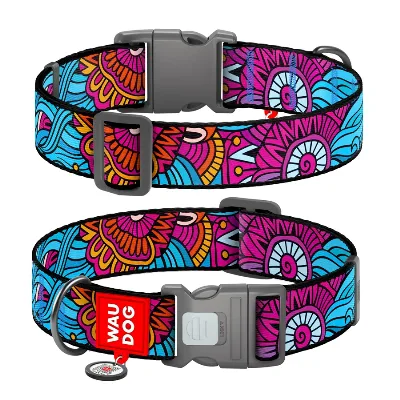 Ошейник для собак нейлоновый «Лето», пластиковая пряжка, XXL WAUDOG Nylon Collar Summer