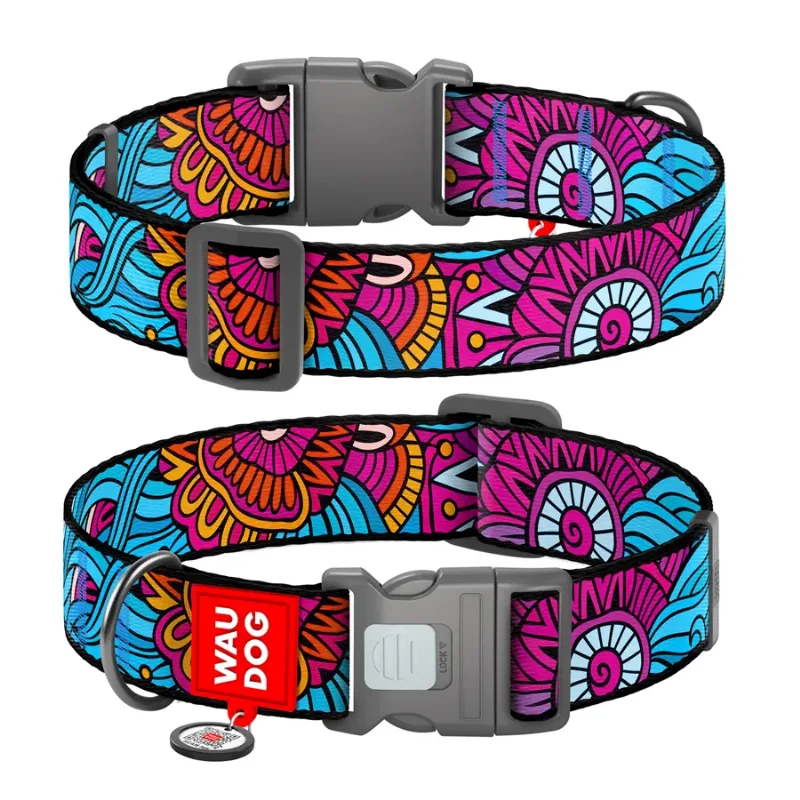Ошейник для собак нейлоновый «Лето», пластиковая пряжка, XXL WAUDOG Nylon Collar Summer