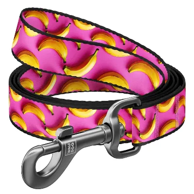Повідець для собак нейлоновий «Банани на рожевому», 20 мм × 122 см, M WAUDOG Nylon Leash Bananas on Pink