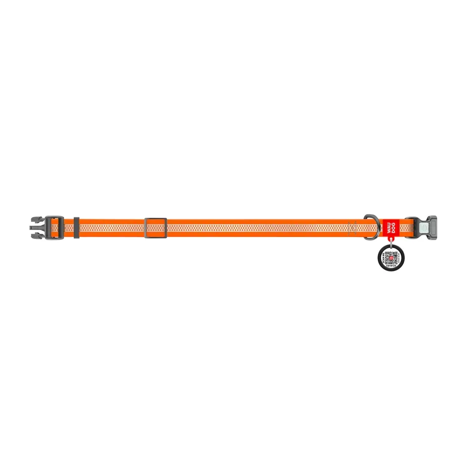 Нашийник для собак водостійкий, світловідбивний, пластикова пряжка, S, помаранчевий WAUDOG Waterproof Collar
