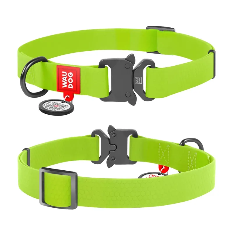 Ошейник для собак водостойкий, металлическая пряжка, L, салатовый WAUDOG Waterproof Collar