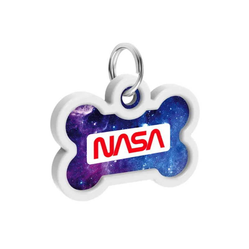 Адресник для собак і котів металевий, кістка «NASA21», M WAUDOG Smart ID Tag NASA21
