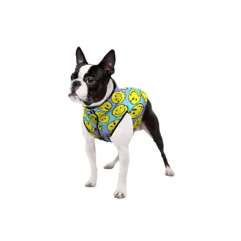 Курточка для собак «Смайли на блакитному», XS22 WAUDOG Clothes Dog Jacket Smileys on Blue