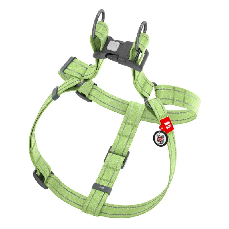 Шлея з відновленої бавовни, світловідбивна, L, салатовий WAUDOG Re-cotton Harness
