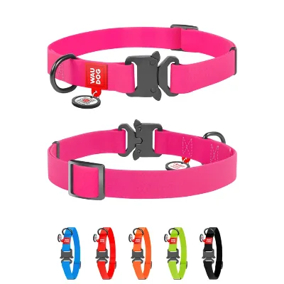 Нашийник для собак водостійкий, металева пряжка, L, рожевий WAUDOG Waterproof Collar