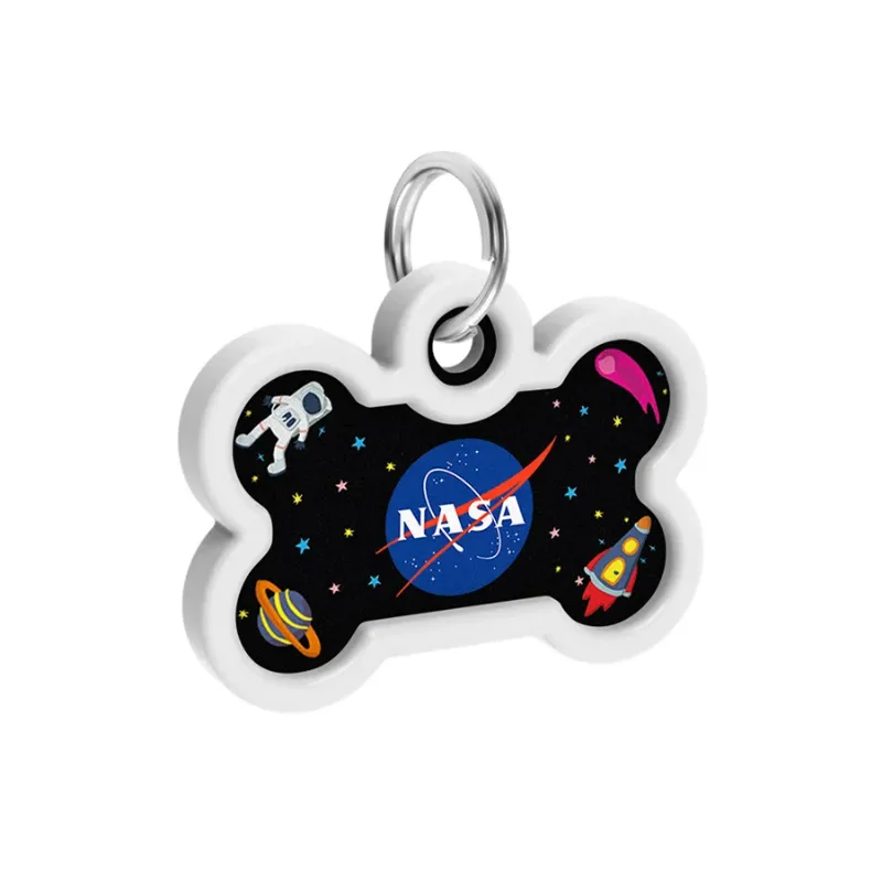 Адресник для собак и котов металлический, кость «NASA», M WAUDOG Smart ID Tag NASA