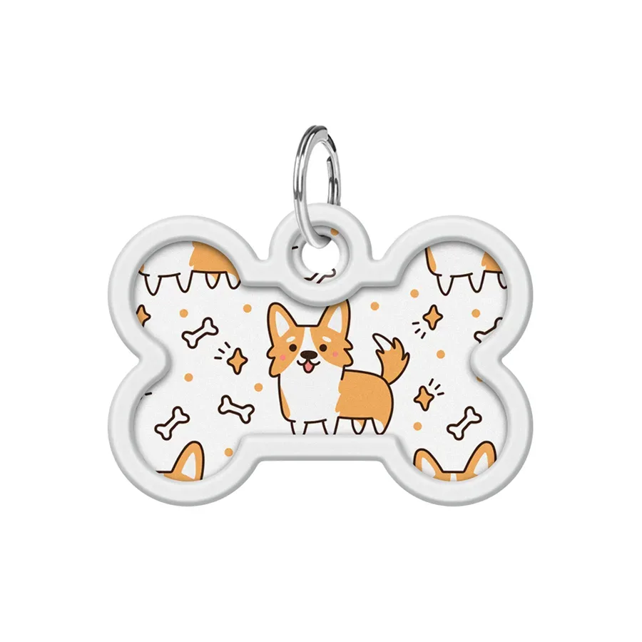 Адресник для собак і котів металевий, кістка «Коргі», M WAUDOG Smart ID Tag Corgi