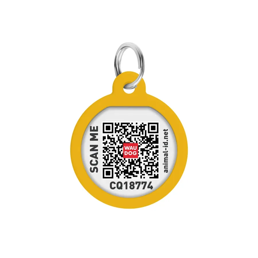 Адресник для собак і котів металевий, коло «Градієнт помаранчевий», S WAUDOG Smart ID Tag Orange Gradient
