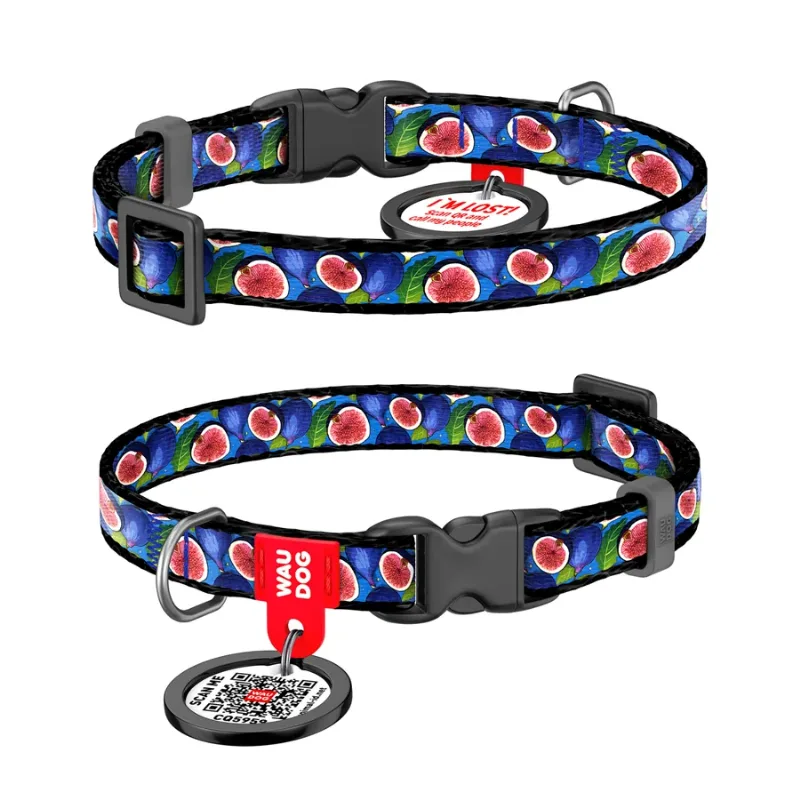 Нашийник для котів та дрібних порід собак нейлоновий «Інжир», XS WAUDOG Nylon Collar Figs