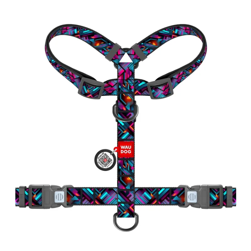 Шлея для собак анатомічна H-подібна «Нескінченні світи», S WAUDOG Nylon Anatomic Harness Endless Worlds