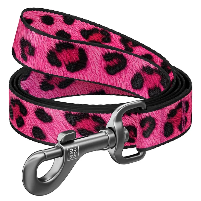 Повідець для собак нейлоновий «Леопард рожевий», 20 мм × 200 см, M WAUDOG Nylon Leash Pink Leopard