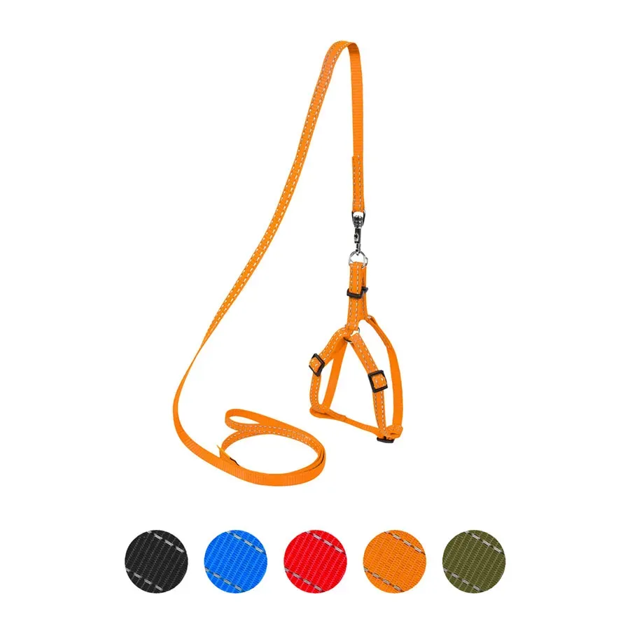 Шлея з нейлону регульована з повідцем, XS, помаранчевий Dog Extreme Harness with Leash