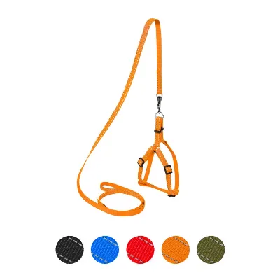 Шлея з нейлону регульована з повідцем, XS, помаранчевий Dog Extreme Harness with Leash