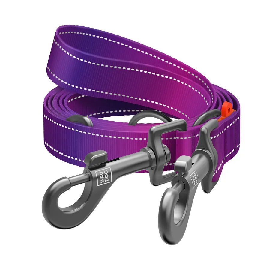 Повідець-перестібка для собак, світловідбивний, M, фіолетовий WAUDOG Nylon Mono Adjustable Leash