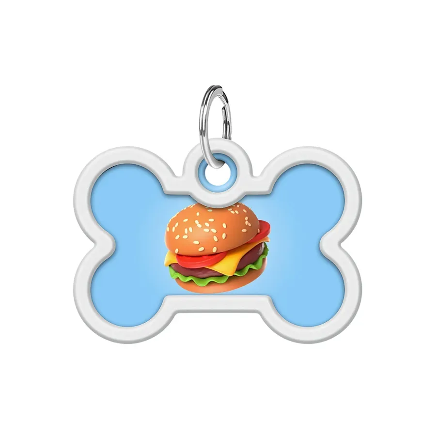 Адресник для собак і котів металевий, кістка «Гамбургер», M WAUDOG Smart ID Tag Hamburger