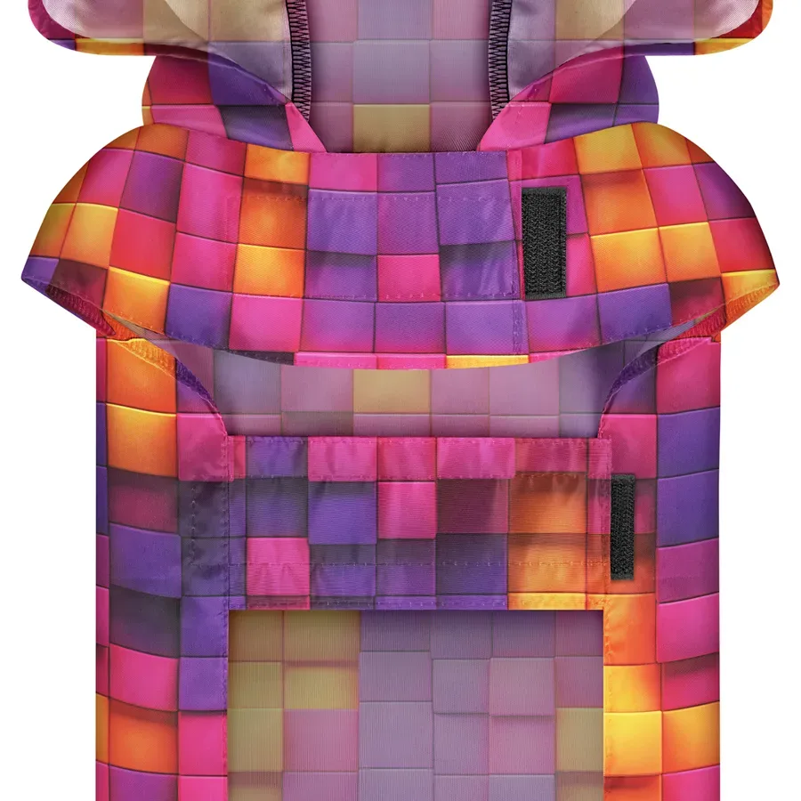 Дощовик-накидка з капюшоном для собак «Куби 3Д», XXS WAUDOG Clothes Dog Raincoat 3D Cubes