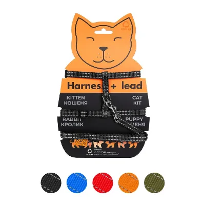 Шлея з нейлону для котів з повідцем, XS, чорний Dog Extreme Harness with Leash