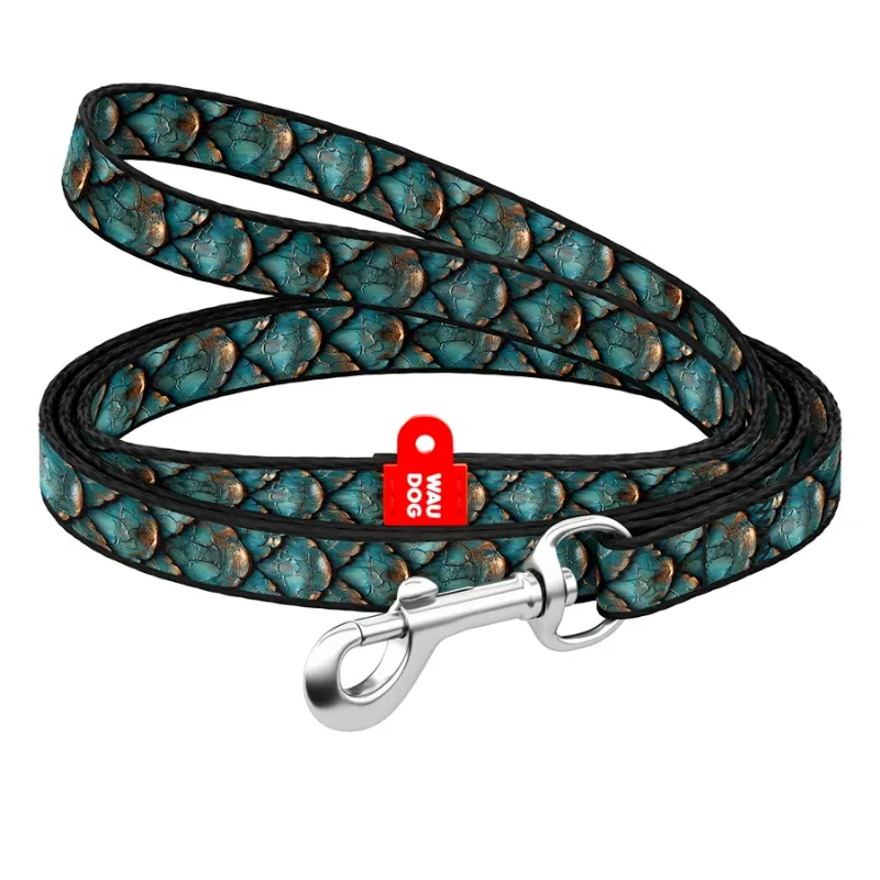 Поводок для котов и мелких пород собак нейлоновый «Чешуя», XS WAUDOG Nylon Leash Scales