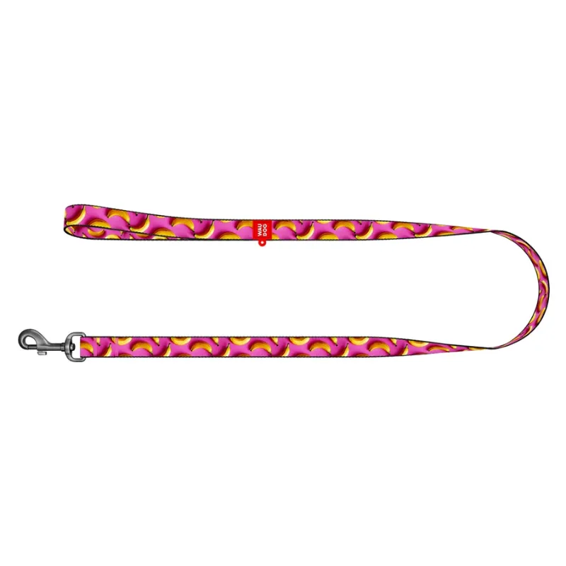 Поводок для собак нейлоновый «Бананы на розовом», 20 мм × 200 см, M WAUDOG Nylon Leash Bananas on Pink