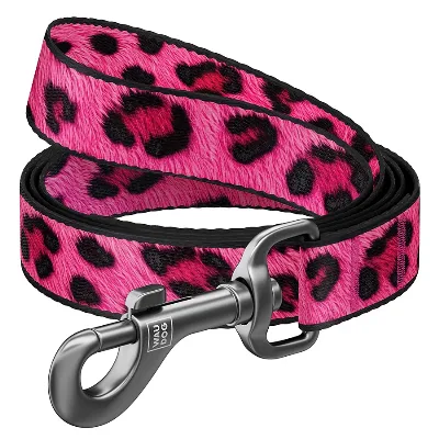 Поводок для собак нейлоновый «Леопард розовый», 15 мм × 200 см, S WAUDOG Nylon Leash Pink Leopard