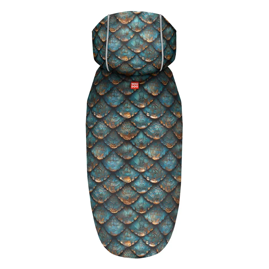 Дождевик-накидка с капюшоном для собак «Чешуя», XL WAUDOG Clothes Dog Raincoat Scales