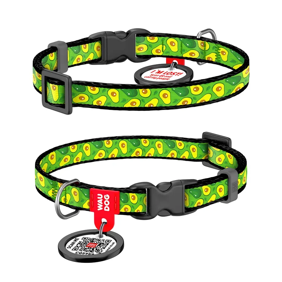 Нашийник для собак нейлоновий «Авокадо», XS WAUDOG Nylon Collar Avocado