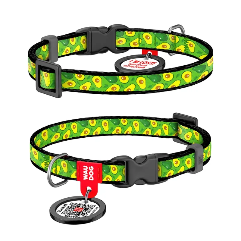 Нашийник для собак нейлоновий «Авокадо», XS WAUDOG Nylon Collar Avocado