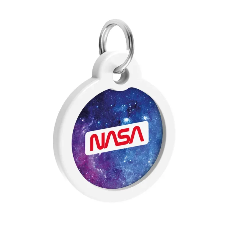 Адресник для собак і котів металевий, коло «NASA21», L WAUDOG Smart ID Tag NASA21