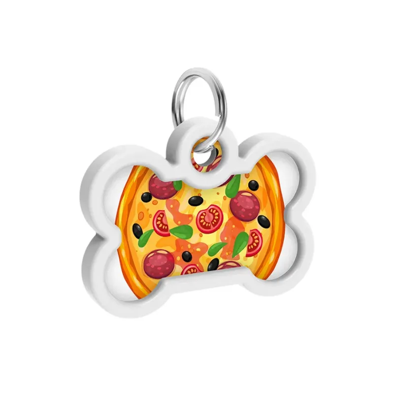 Адресник для собак і котів металевий, кістка «Піца», M WAUDOG Smart ID Tag Pizza