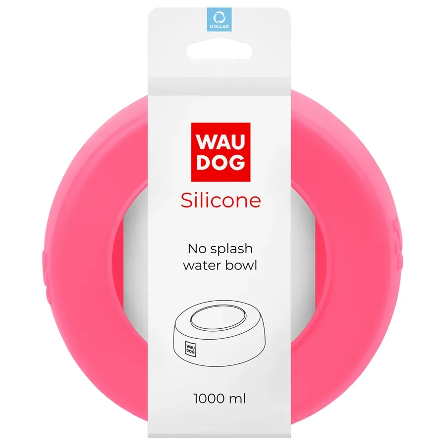 Миска-непроливайка 1 л, рожевий WAUDOG Silicone Bowl