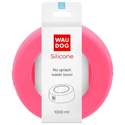 Миска-непроливайка, 1 л, розовый WAUDOG Silicone Bowl