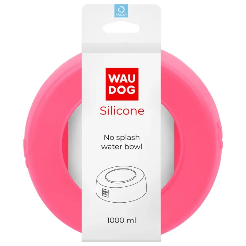 Миска-непроливайка 1 л, рожевий WAUDOG Silicone Bowl